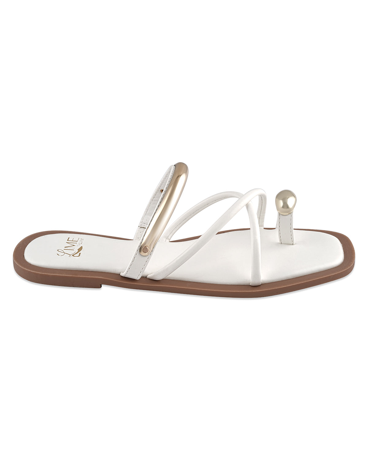 Iris White Strappy Flats