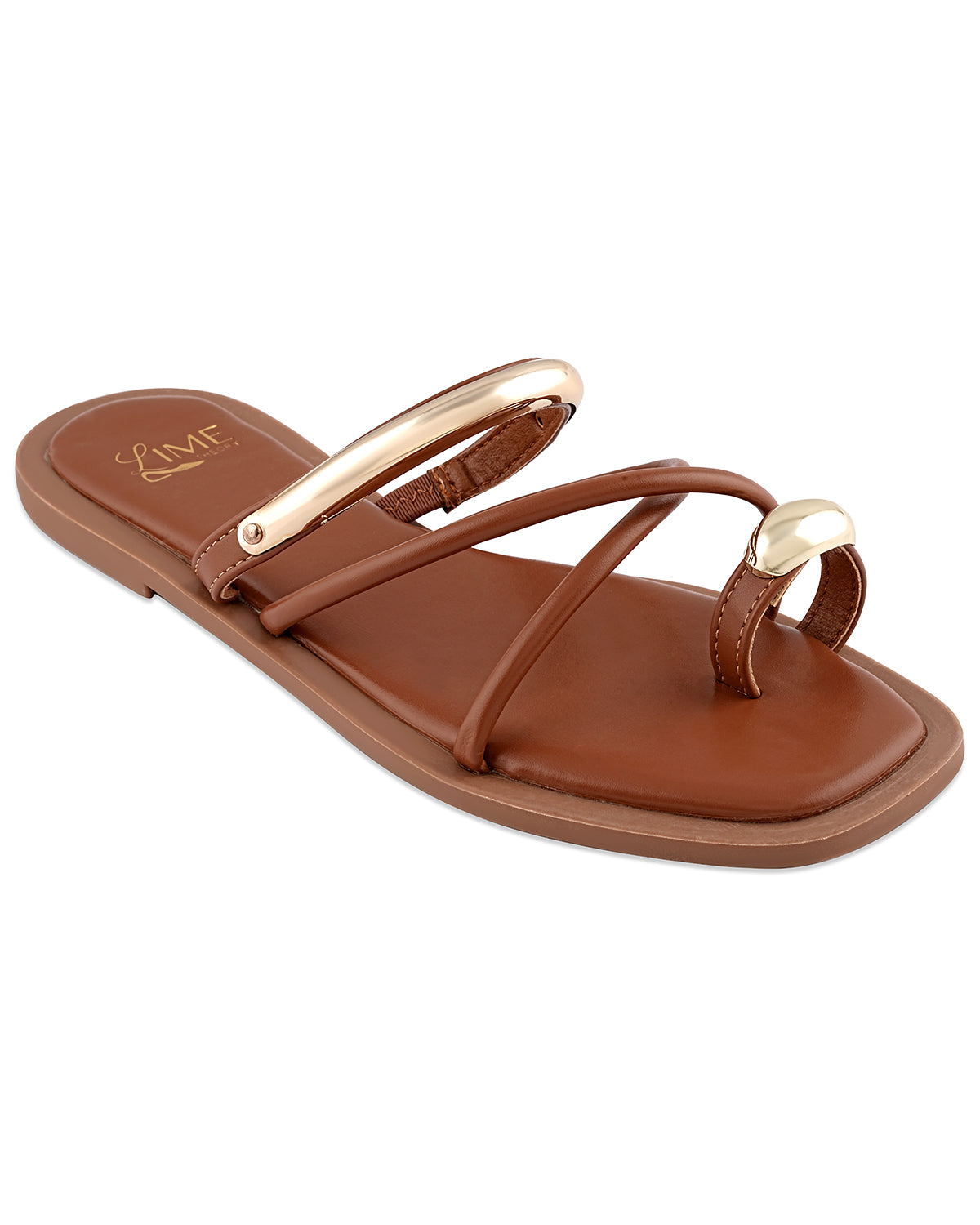 Iris Gold Strappy Flats