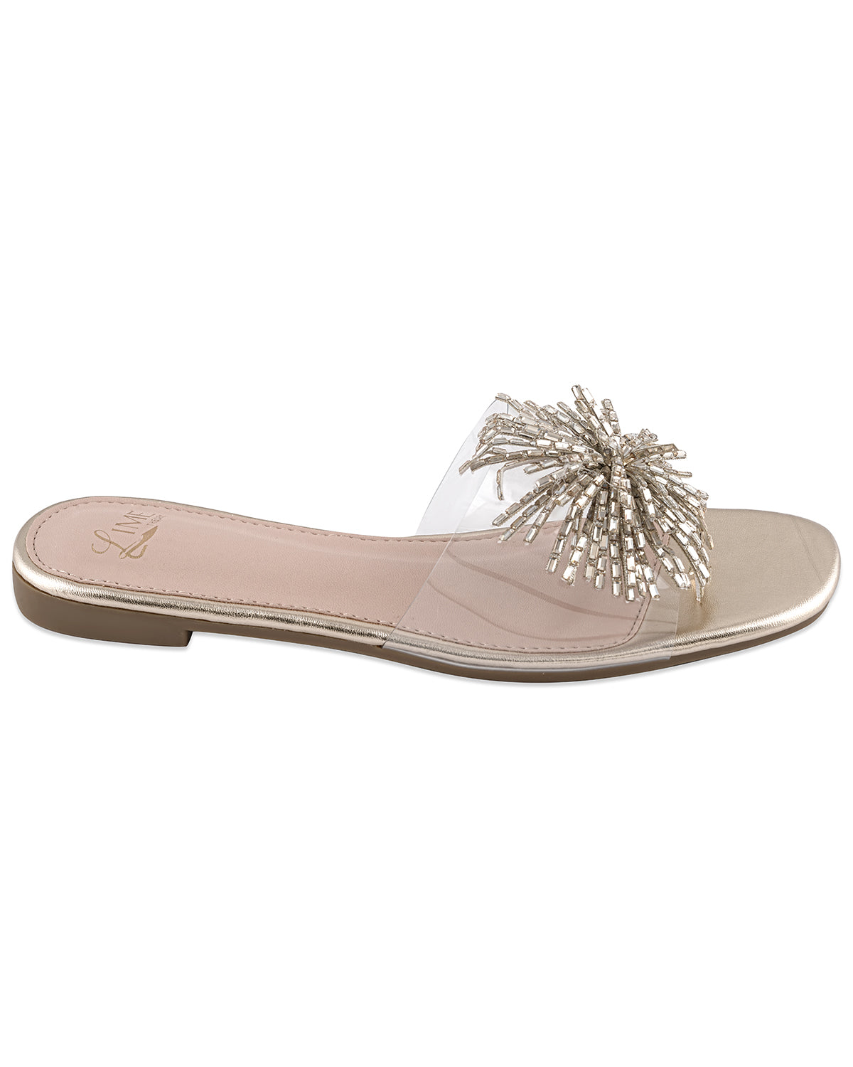 Glimmer Gold Clear Strap Flats