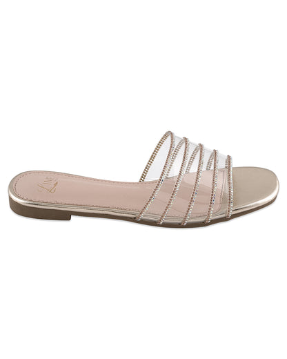 Aurora Clear Gold Strap Flats