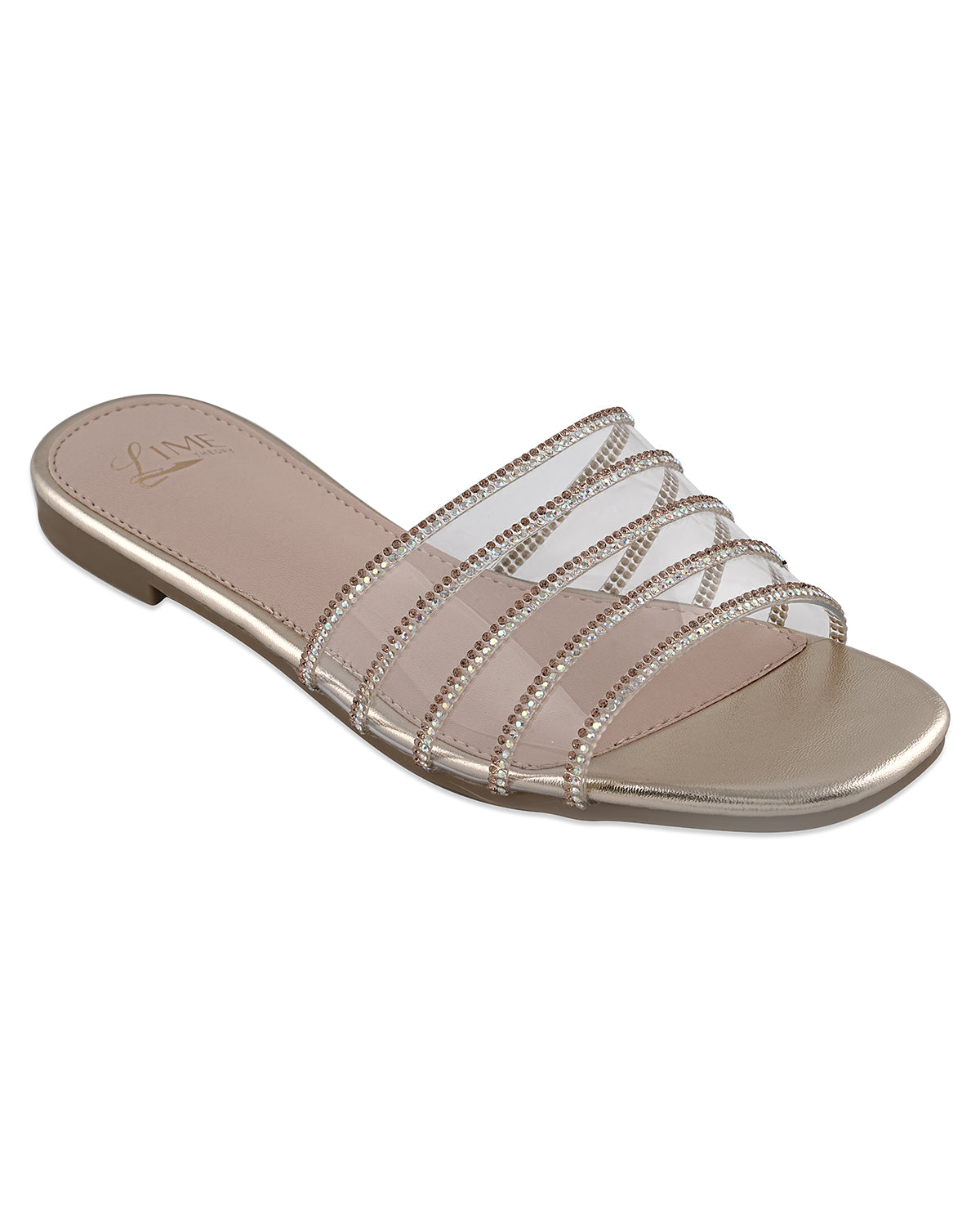 Aurora Clear Gold Strap Flats