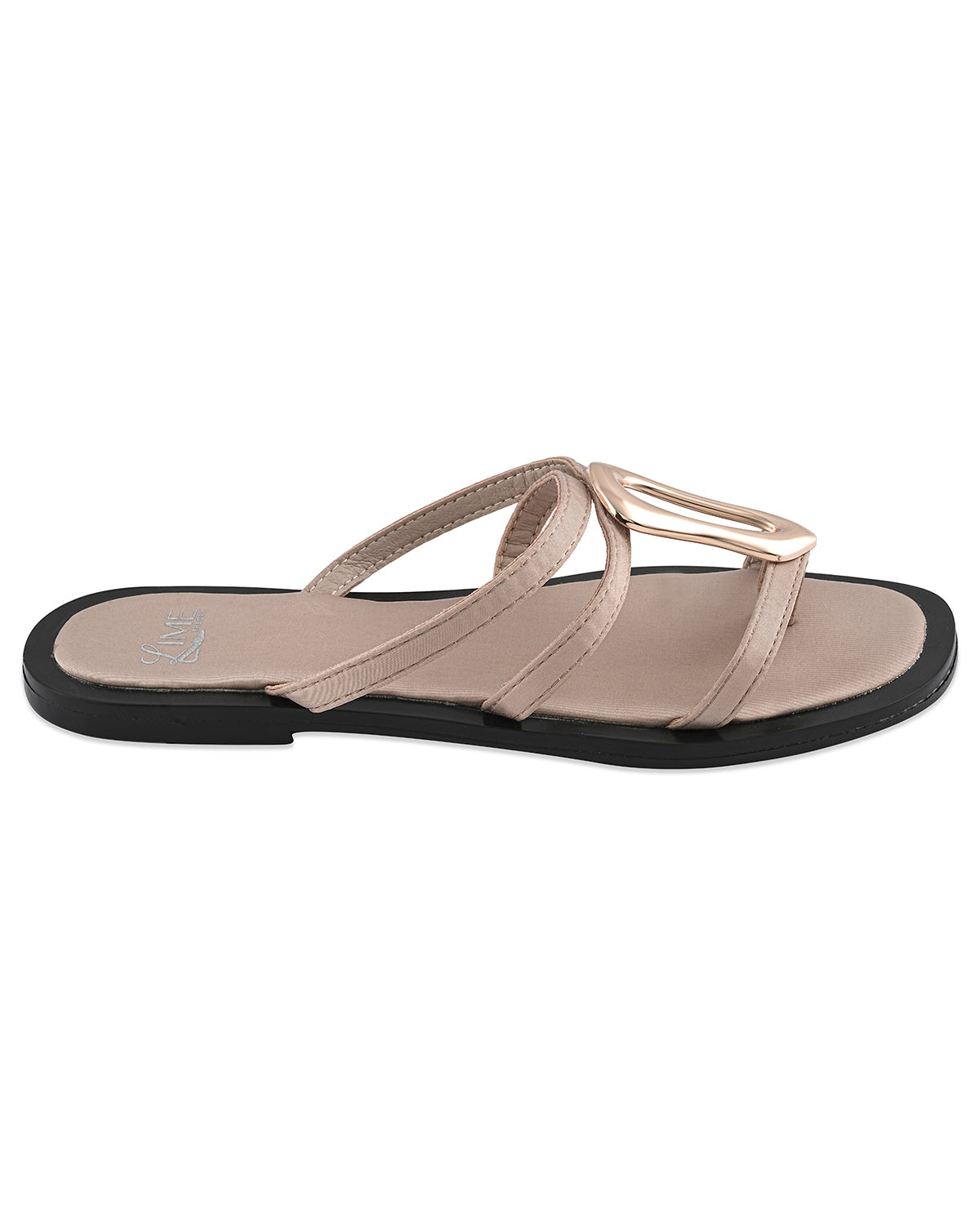 Marlow Beige Buckle Flats