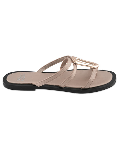 Marlow Beige Buckle Flats