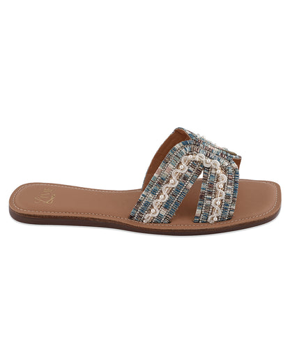 Luna Blue Multi Pearl Flats