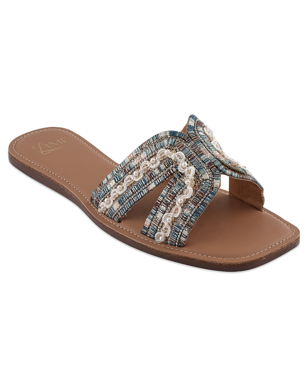 Luna Blue Multi Pearl Flats