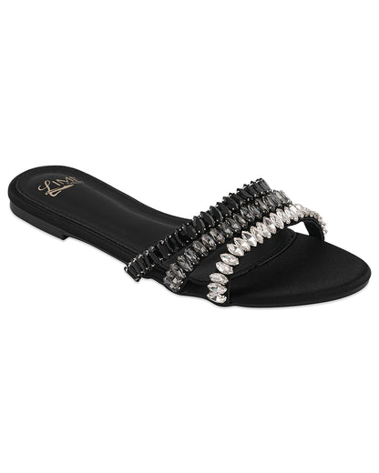 Tara Black Chain Flats