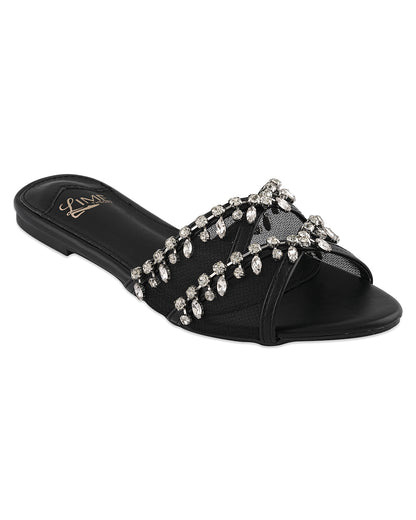 Noor Black Embellished Flats