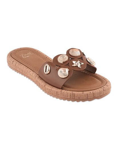 Flora Tan Bloom Flats