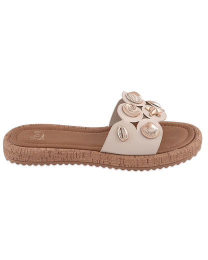 Flora Beige Bloom Flats