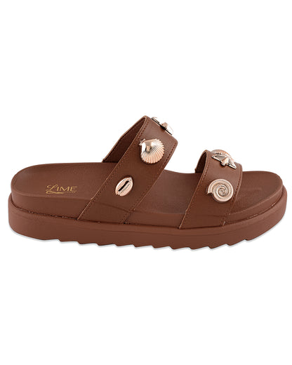 Rhea Tan Studded Wedge