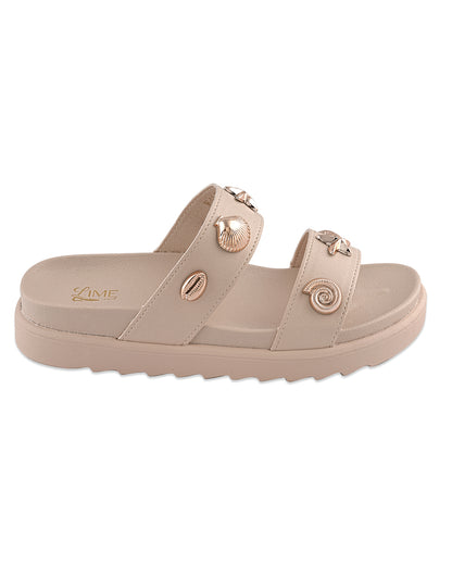 Rhea Beige Studded Wedge