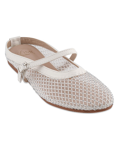 Mira White Mesh Belly Shoe