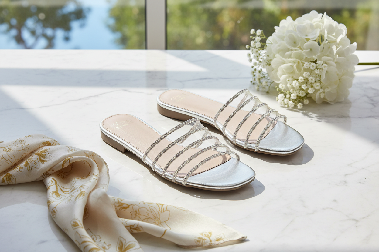 Silver Rhinestone Sandals Lifestyle